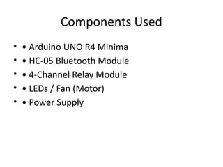 Voice-Controlled Home Automation System Using Arduino and Bluetooth | PPTX