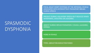 Spasmod VOICE DISORDER.pptx . | PPTX