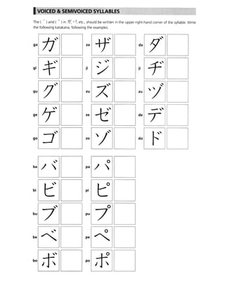 Katakana / Voiced & Semivoiced Syllables