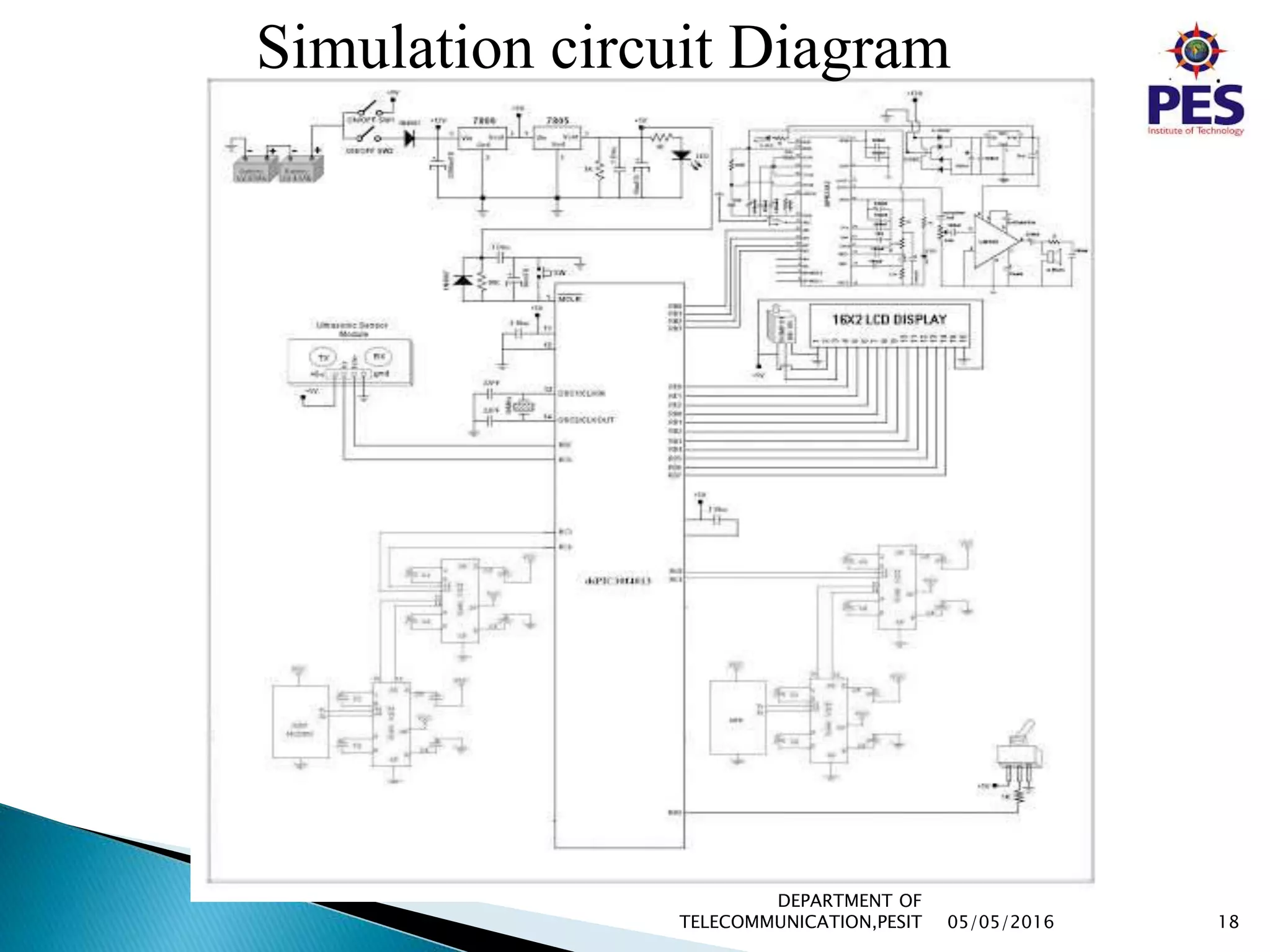 Simulation circuit Diagram
05/05/2016 18
DEPARTMENT OF
TELECOMMUNICATION,PESIT
 