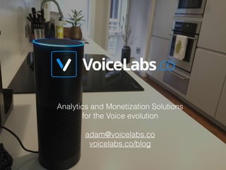 Analytics and Monetization Solutions
for the Voice evolution
adam@voicelabs.co
voicelabs.co/blog
 