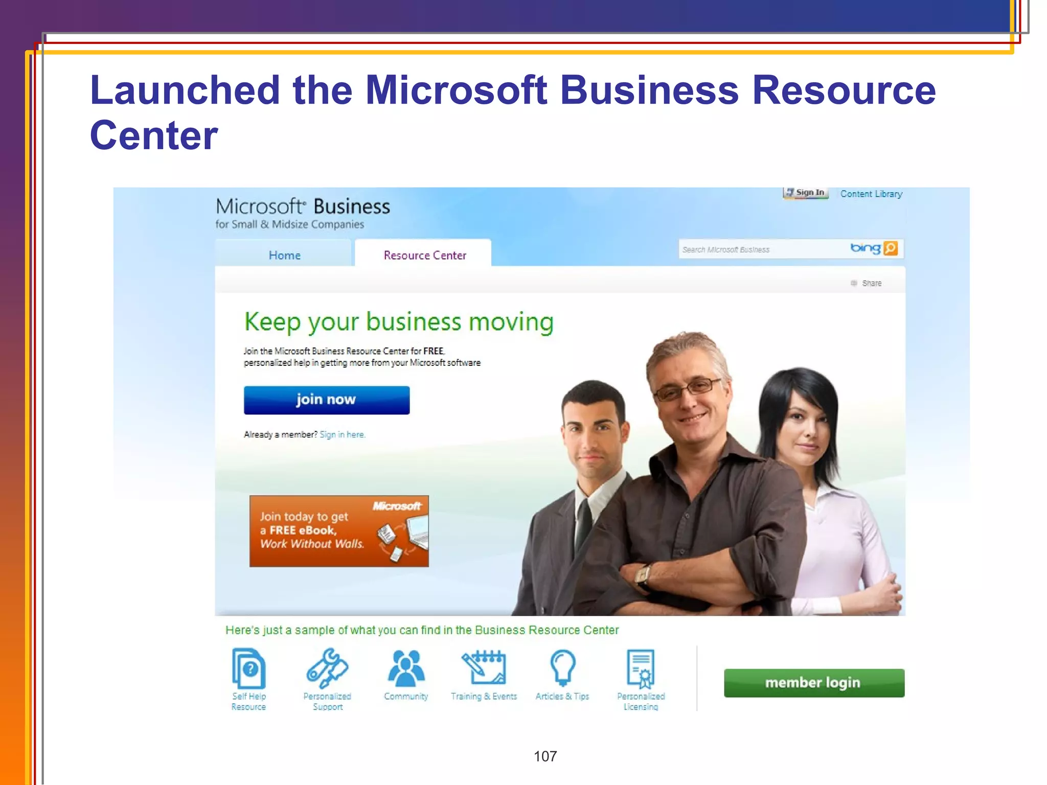 Launched the Microsoft Business Resource Center Add in screen shot of 2010? 