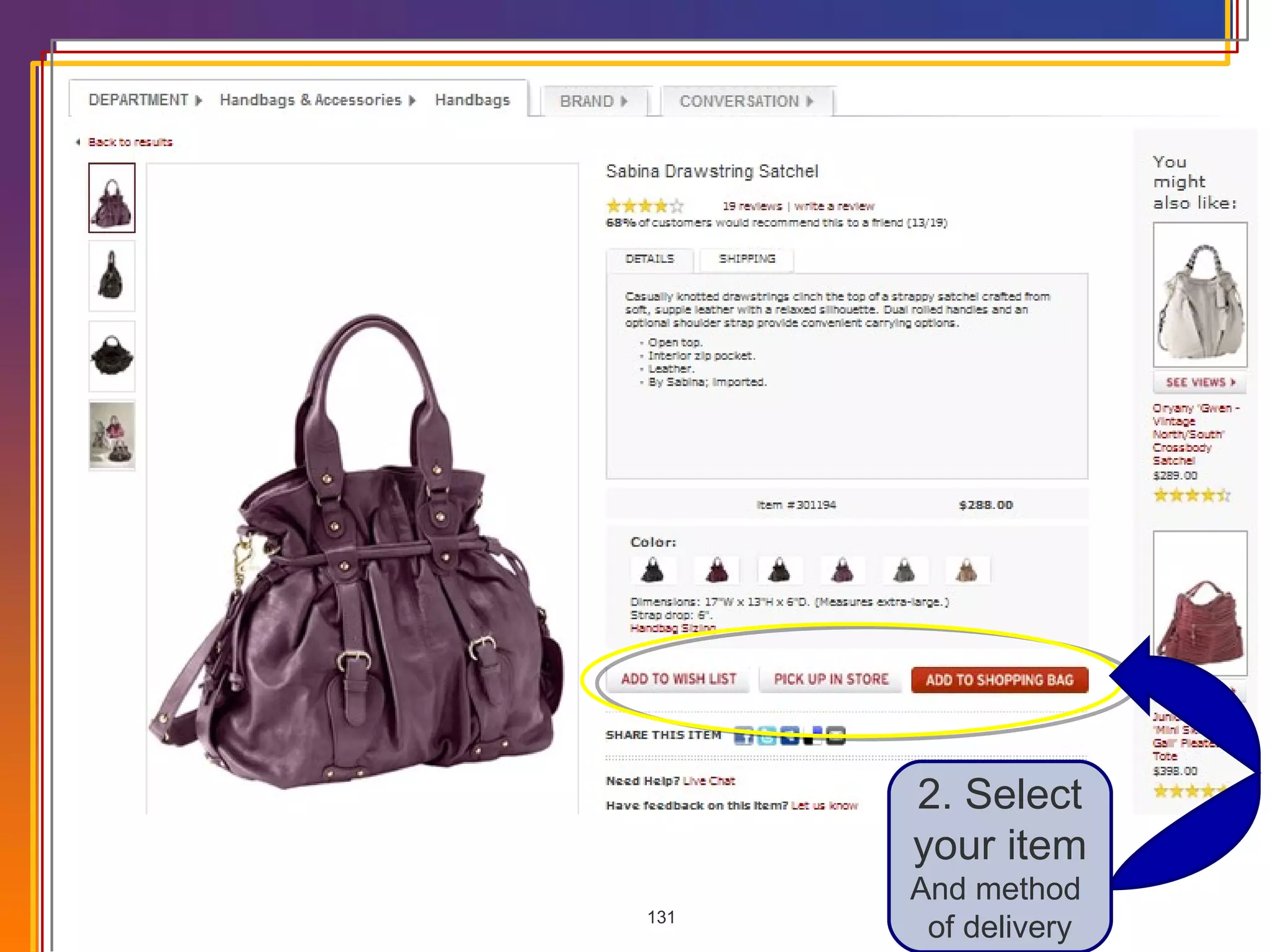 2. Select your item And method  of delivery 