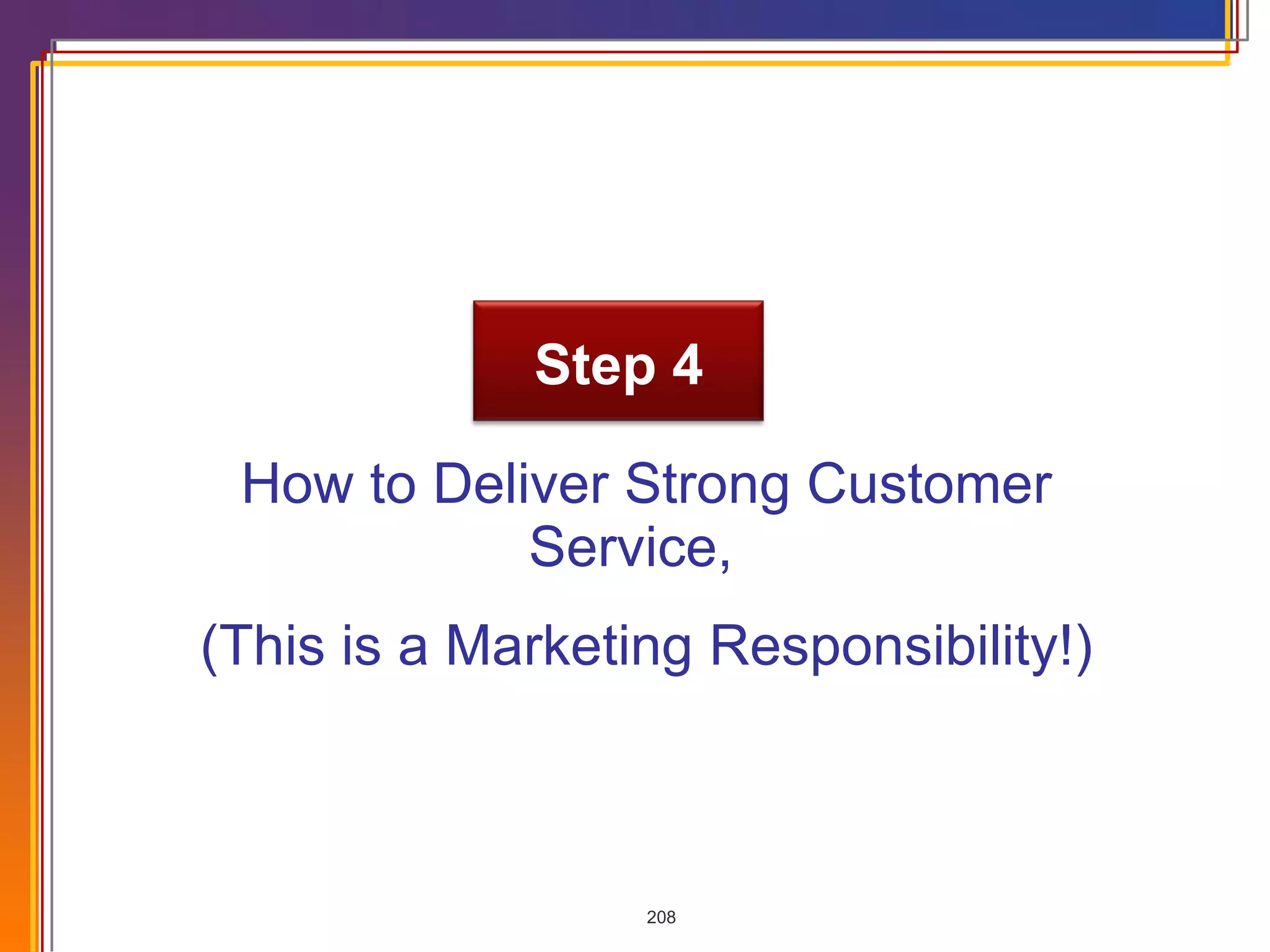 How to Deliver Strong Customer Service,  (This is a Marketing Responsibility!) Step 4 