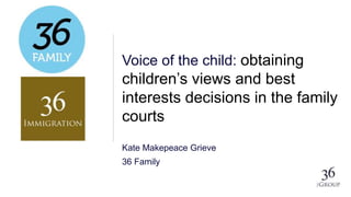 Voice of the child: obtaining
children’s views and best
interests decisions in the family
courts
Kate Makepeace Grieve
36 Family
 