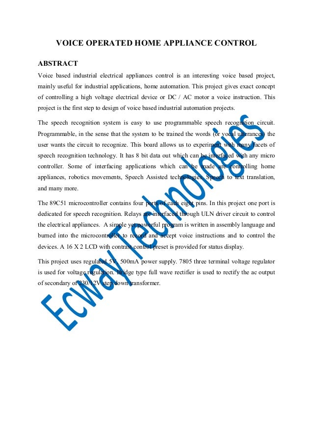 Home appliances based projects Home appliances based projects