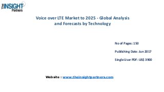 Voice over LTE Market to 2025 - Global Analysis
and Forecasts by Technology
No of Pages: 150
Publishing Date: Jun 2017
Single User PDF: US$ 3900
Website : www.theinsightpartners.com
 