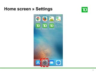 8
Home screen » Settings
 