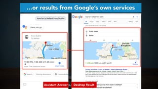 #VOICESEARCH BY @ALEYDA FROM #ORAINTI AT #LEARNINBOUND
…or results from Google’s own services
Assistant Answer Desktop Res...