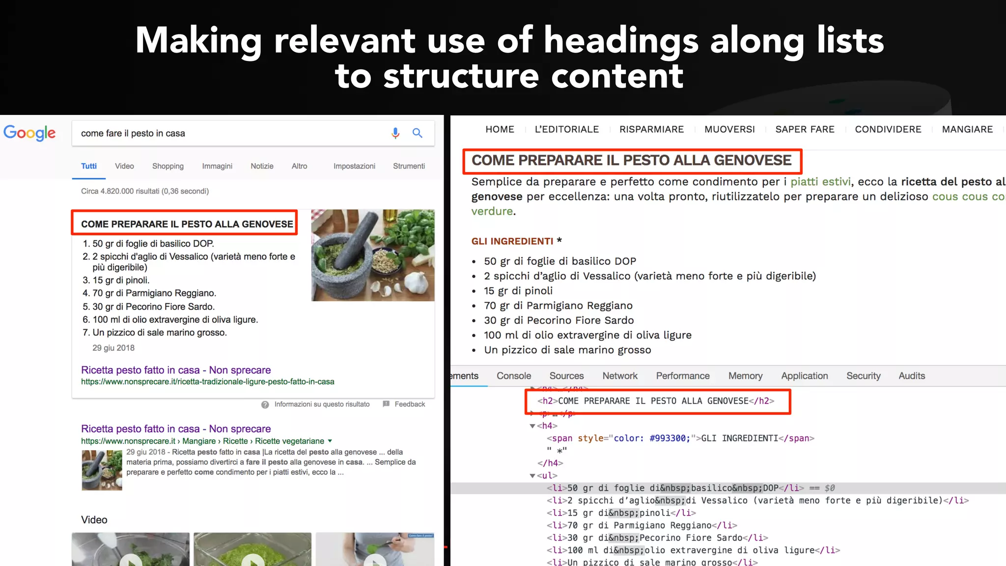 #VOICESEARCH BY @ALEYDA FROM #ORAINTI AT #SMXL18
Making relevant use of headings along lists  
to structure content
 
