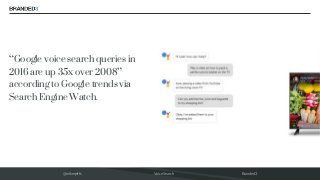 @mikerjeffs Voice Search Branded3
“Google voice search queries in
2016 are up 35x over 2008”
according to Google trends vi...
