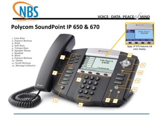 Polycom SoundPoint IP 650 & 670
Note: IP 670 features full
color display.
 