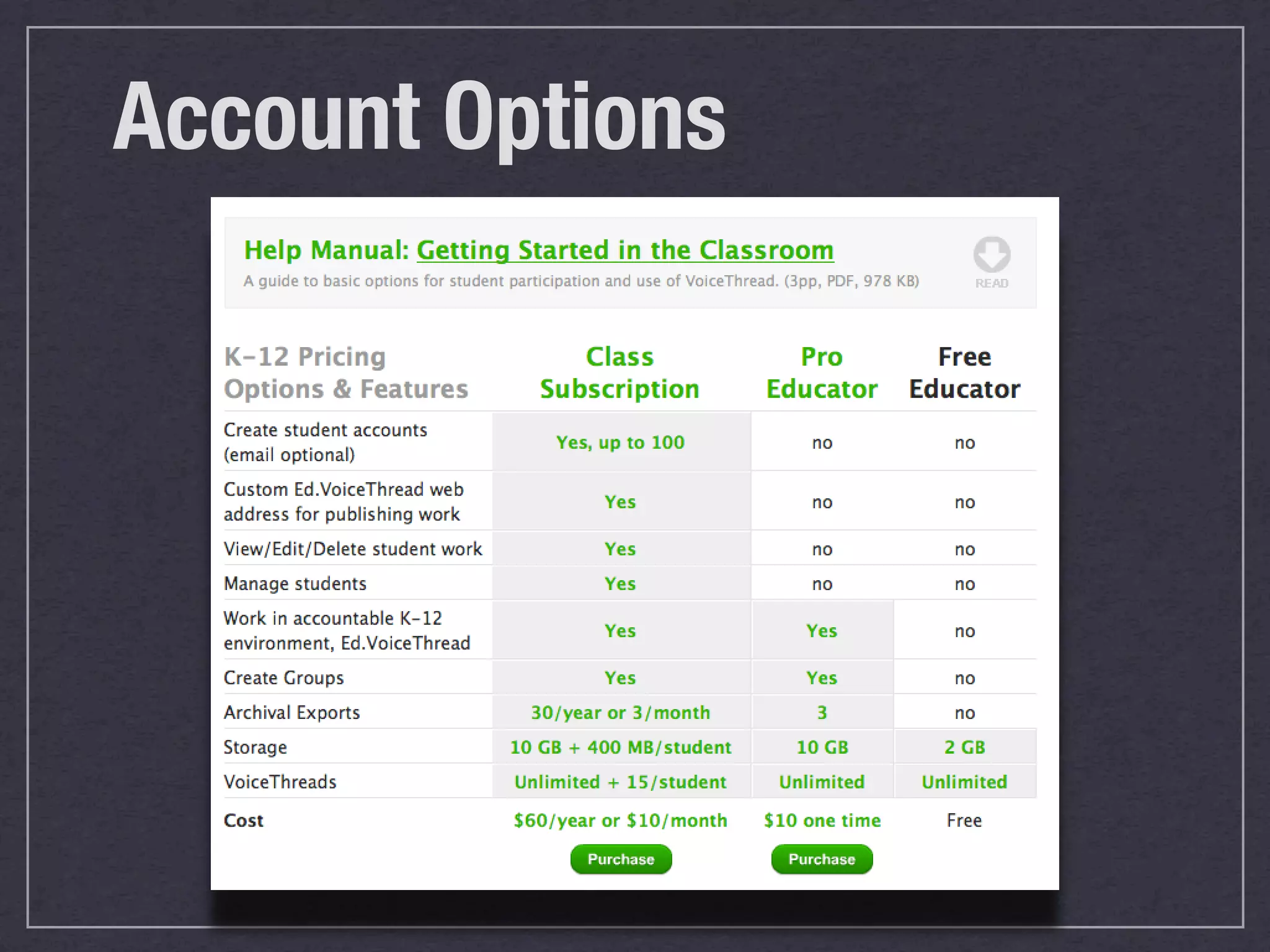 Account Options