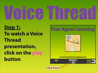 Voice Thread
Step 1:
To watch a Voice
Thread
presentation,
click on the play
button
                    click here
 