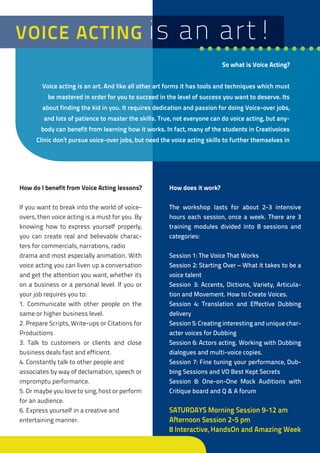 VOICEWORX BASIC VOICE ACTING AND DUBBING WORKSHOP | PDF