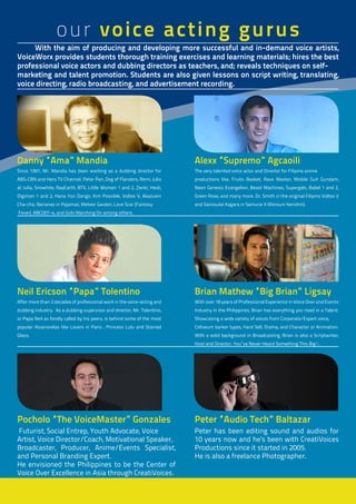 Voice Lessons Advertisement VOICE ACTING WORKSHOP | PDF