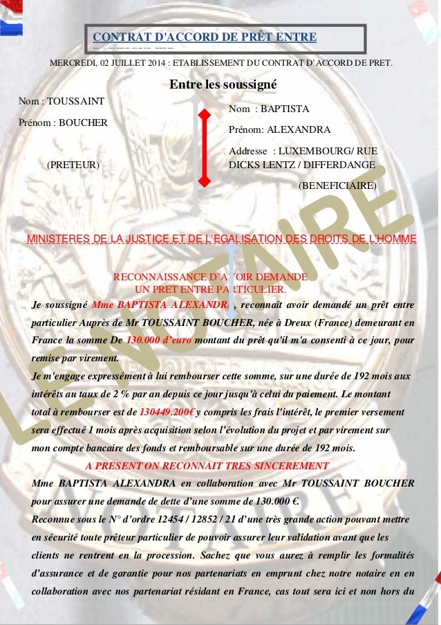 Voici le contrat a signer