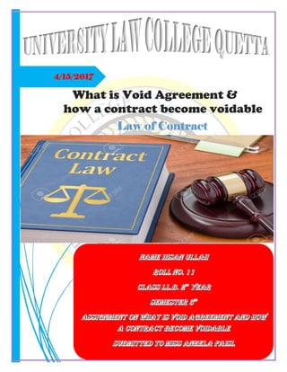 4/15/2017
What is Void Agreement &
how a contract become voidable
Law of Contract
 
