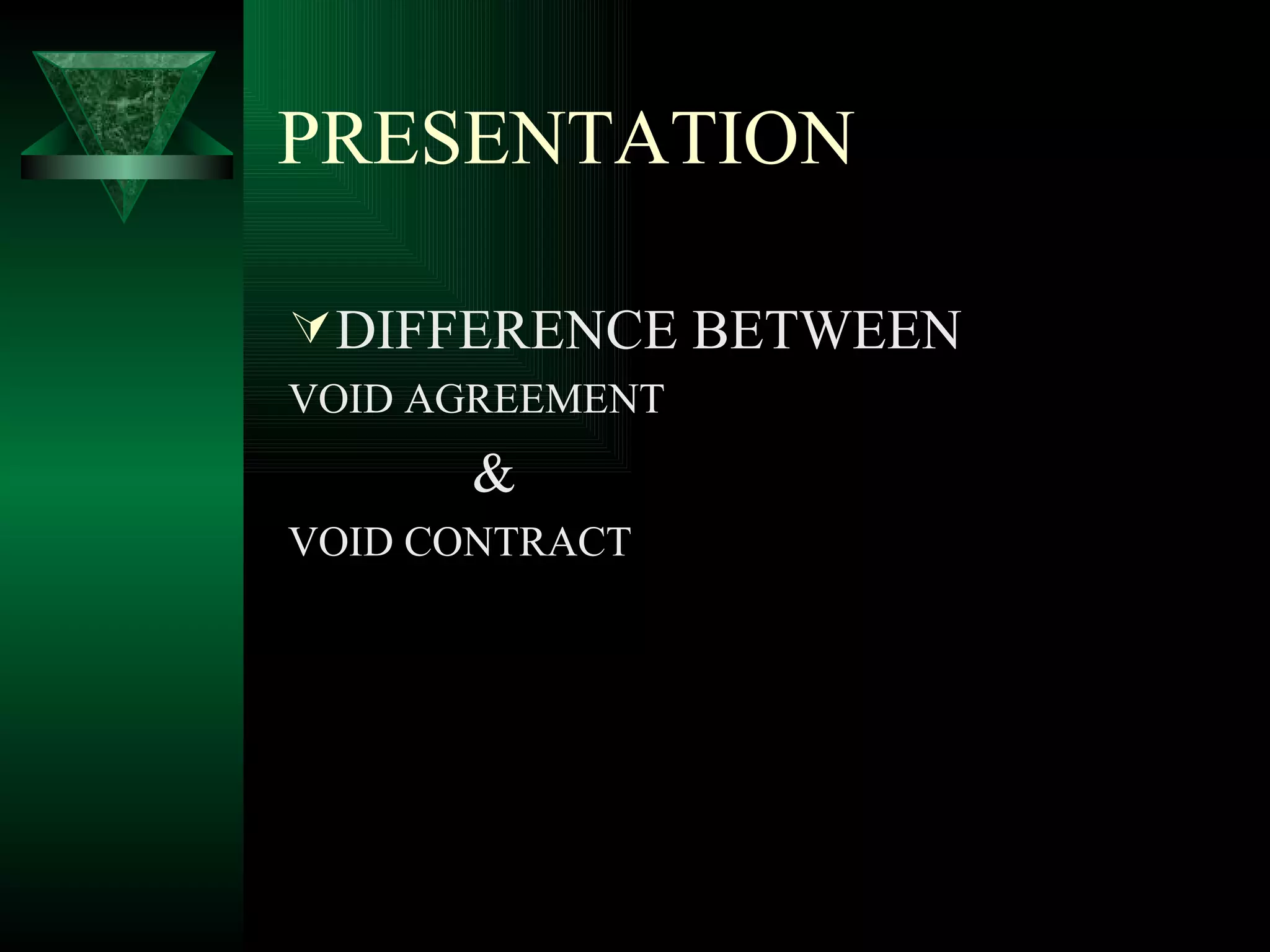 PRESENTATION  DIFFERENCE BETWEEN  VOID AGREEMENT & VOID CONTRACT 