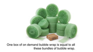 One box of on demand bubble wrap is equal to all 
these bundles of bubble wrap. 
 