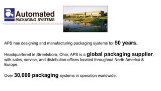 APS has designing and manufacturing packaging systems for 50 years. 
Headquartered in Streetsboro, Ohio, APS is a global p...