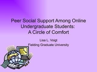 Peer Social Support Among Online Undergraduate Students:  A Circle of Comfort Lisa L. Voigt Fielding Graduate University 