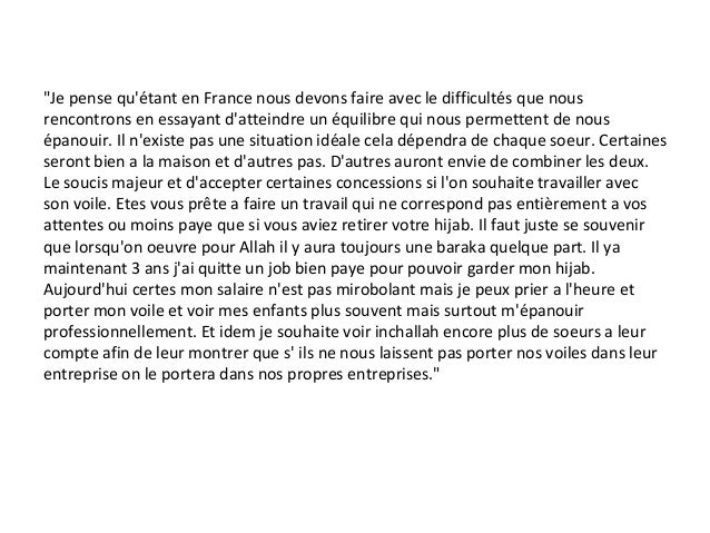 Voile (hijab) au travail témoignages Voile (hijab) au travail témoignages