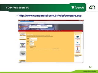 VOIP (Voz Sobre IP)


        • http://www.comparatel.com.br/voip/compare.asp




                                                          14
 