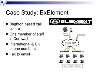 Case Study: ExElement <ul><li>Brighton based call centre </li></ul><ul><li>One member of staff in Cornwall </li></ul><ul><...