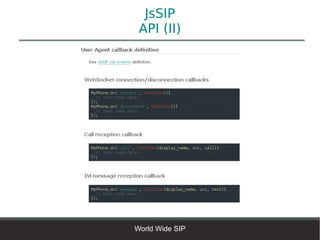 JsSIP
 API (II)




World Wide SIP
 