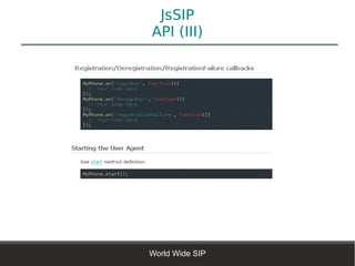 JsSIP
API (III)




World Wide SIP
 