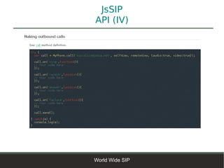 JsSIP
API (IV)




World Wide SIP
 