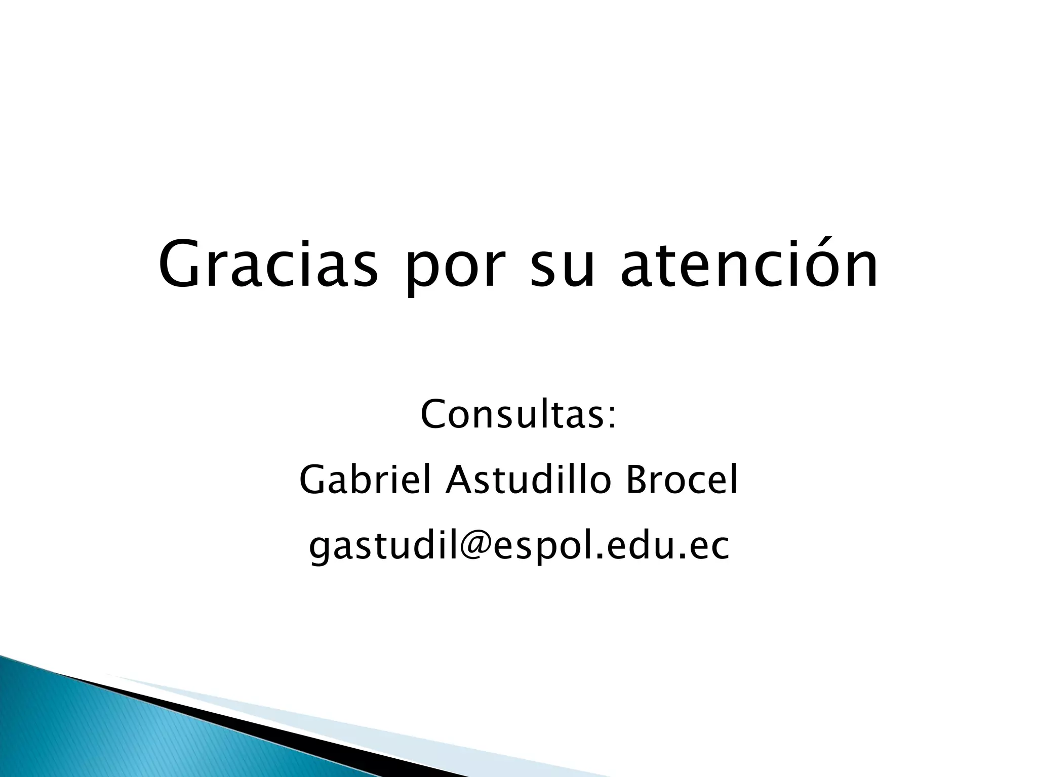 Gracias por su atención Consultas: Gabriel Astudillo Brocel [email_address] 