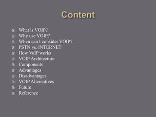 Voice-over-Internet Protocol (VoIP) ppt | PPTX