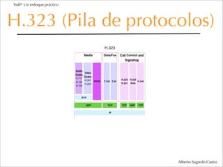 VoIP: Un enfoque práctico




H.323 (Pila de protocolos)




                            Alberto Sagredo Castro
 