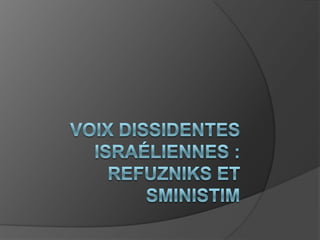 Voix dissidentes israéliennes : Refuzniks et Sministim 