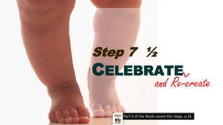 Step 7 ½
CELEBRATE
Part II of the Book covers the steps, p 31
and Re-create
 