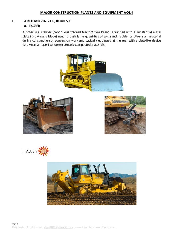 Vol 1. Major Construction Equipment . Pictorial | PDF | Performance ...