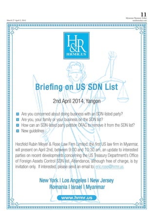 March 27-April 2, 2014
Myanmar Business Today
mmbiztoday.com
11
 