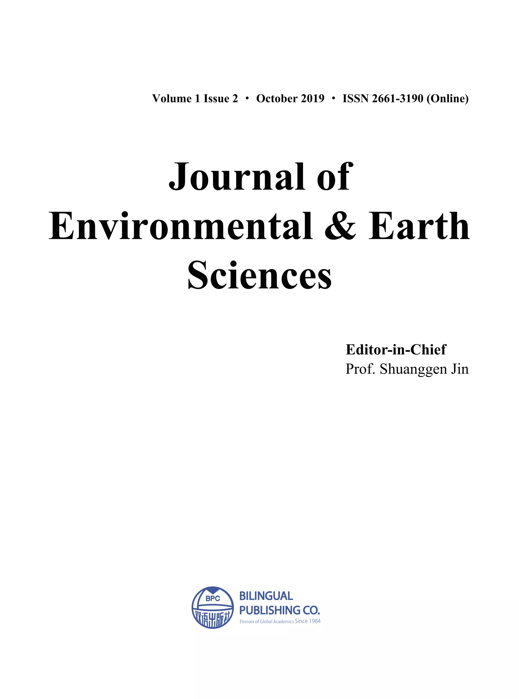 Journal of Environmental & Earth Sciences Vol.1, Iss.2
