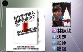 CROSS   POINT




                林陳均
                決定
                換掉
                錢包
 