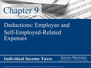 © 2015 Cengage Learning. All Rights Reserved. May not be scanned, copied or duplicated, or posted to a publicly accessible website, in whole or in part.
Individual Income Taxes
1
Chapter 9
Deductions: Employee and
Self-Employed-Related
Expenses
 