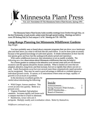 Spring 1993 Minnesota Plant Press