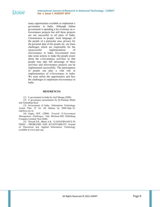 E-GOVERNANCE OPPURTUNITIES AND CHALLENGES IN INDIA | PDF