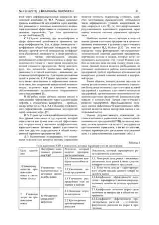 No 4 (4) (2016) | # BIOLOGICAL SCIENCES # 33
ятий через дифференцированный показатель фи-
нансовой адаптации [6]. В.А. Рудяков оценивает
уровень адаптивности предприятия через адаптив-
ное равновесие с помощью комплексного индика-
тора адаптивной эффективности, состоящего из не-
скольких переменных. При этом применяется
дискретный анализ[7]
С.А.Глушко отмечает, что целесообразно в
сфере финансовой устойчивости применять три
вида коэффициентов. Так, в сфере ликвидности –
коэффициент общей текущей ликвидности, коэф-
фициент промежуточной ликвидности; коэффици-
ента абсолютной ликвидности; в сфере рентабель-
ности – чистая рентабельность продаж;
рентабельность совокупного капитала; в сфере эко-
номической стоимости – позитивная динамика ры-
ночной стоимости предприятия. Автор констати-
рует, что показатели необходимо выбирать в
зависимости от целей адаптации – выживание, до-
стижение целей и развитие. Для оценки достижения
целей и развития, С.А.Глушко предлагает приме-
нять также качественные и нефинансовые показа-
тели такие, как: сохранение юридической независи-
мости, кадрового ядра и ключевых активов,
обеспечивающих осуществление операционного
цикла предприятия. [1].
И.И.Грибик также процесс оценки сводит к
определению эффективности через максимизацию
эффекта и ограничения параметров – прибыли,
риска, затрат и т.д. [8], а О.А.Тихоненко отождеств-
ляет эффективность адаптационных мероприятий
через снижение затрат [9].
Н.А. Турица предложила обобщающий показа-
тель уровня адаптивности предприятия, который
определяется как сумма показателей эффективно-
сти подразделения с весовыми коэффициентами,
характеризующие значение уровня адаптивности
того или другого подразделения в общей конку-
рентной стратегии предприятия [10].
Л.Л. Калиниченко подчеркивает, что «основ-
ными показателями качества системы управления
является точность, надежность, стойкость, удоб-
ство эксплуатации руководителем, оптимальное
число иерархических уровней, минимизация за-
трат, скорость и т.д.»[11], т.е. этот автор оценивает
результативность адаптивного управления через
оценку качества системы управления предприя-
тием.
Наиболее полный анализ методов и моделей
оценки уровня адаптации предприятия к организа-
ционным изменениям в условиях стратегического
развития провел Н.Д. Найпак [12]. При этом он
определил этапы формирования организационно-
экономической системы адаптации предприятия,
перечислил методы и модели, которые могут со-
провождать выполнение этих этапов. Однако в ра-
боте не показана сама система оценки уровня адап-
тации. Данный подход является обобщающим, не
учитывает особенности работы коксохимических
предприятий, требует апробации и детализации для
конкретных условий влияния внешней и внутрен-
ней среды.
Таким образом, концептуальные подходы по
оценке результативности адаптационного управле-
ния базируются на оценке: стратегических условий
предприятий к адаптации; адаптивного потенциала
предприятий; организационно-экономического ме-
ханизма адаптации предприятий; финансового рав-
новесия и комплексной оценки стратегического
развития предприятий. Преобладающими мето-
дами оценки эффективности адаптационных меро-
приятий являются метод экспертных оценок и ин-
тегральный метод.
Оценка результативности применения си-
стемы адаптивного управления деятельностью кок-
сохимических предприятий (КХП), по нашему мне-
нию, должна основываться на целях, инструментах
адаптационного управления, а также показателях,
которые характеризуют достижение поставленной
цели, т.е. результативность адаптации (табл.1).
Таблица 1
Цели адаптации КХП и показатели, которые характеризуют их достижение
Цель адапта-
ции
Инструмент адап-
тивного управле-
ния КХП
Результат, который
получит предприя-
тие от адаптации
Показатель, который характеризует ре-
зультативность адаптации
1.Повышение
качества про-
изводства
кокса и увели-
чение дохода
Управление тех-
нологичностью и
качеством произ-
водства кокса
1.1. Повышение кон-
курентоспособности
кокса
1.1. Темп роста доли ринка – показывает
увеличение доли рынка в связи с ростом
конкурентоспособности продукции
1.2.Увеличение до-
хода предприятия
1.2. Темп роста дохода – характеризует
рост объема продаж данного товара на
целевом рынке
1.3.Улучшение рас-
пределения угля по
маркам и шахтам
1.3.Коэффициент эффективности логи-
стики – характеризует наличие сверхнор-
мативных запасов на складах предприя-
тия
2. Снижение
затрат на про-
изводство
кокса
Безбюджетное
управление
затратами
2.1.Экономия затрат
на материалы
2.1.Коэффициент экономии затрат – доля
экономии на материалах в общей их по-
требности
2.2.Краткосрочное
прогнозирование
расходов
2.2.Коэффициент эффективности про-
гнозирования расходов – соотношение
фактических расходов на сырье к про-
гнозным
 