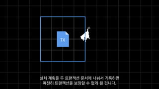 TX
설치 계획을 두 트랜잭션 문서에 나눠서 기록하면
여전히 트랜잭션을 보장할 수 없게 될 겁니다.
 