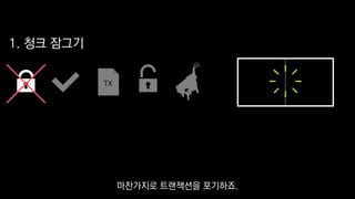 1. 청크 잠그기
TX
마찬가지로 트랜잭션을 포기하죠.
 