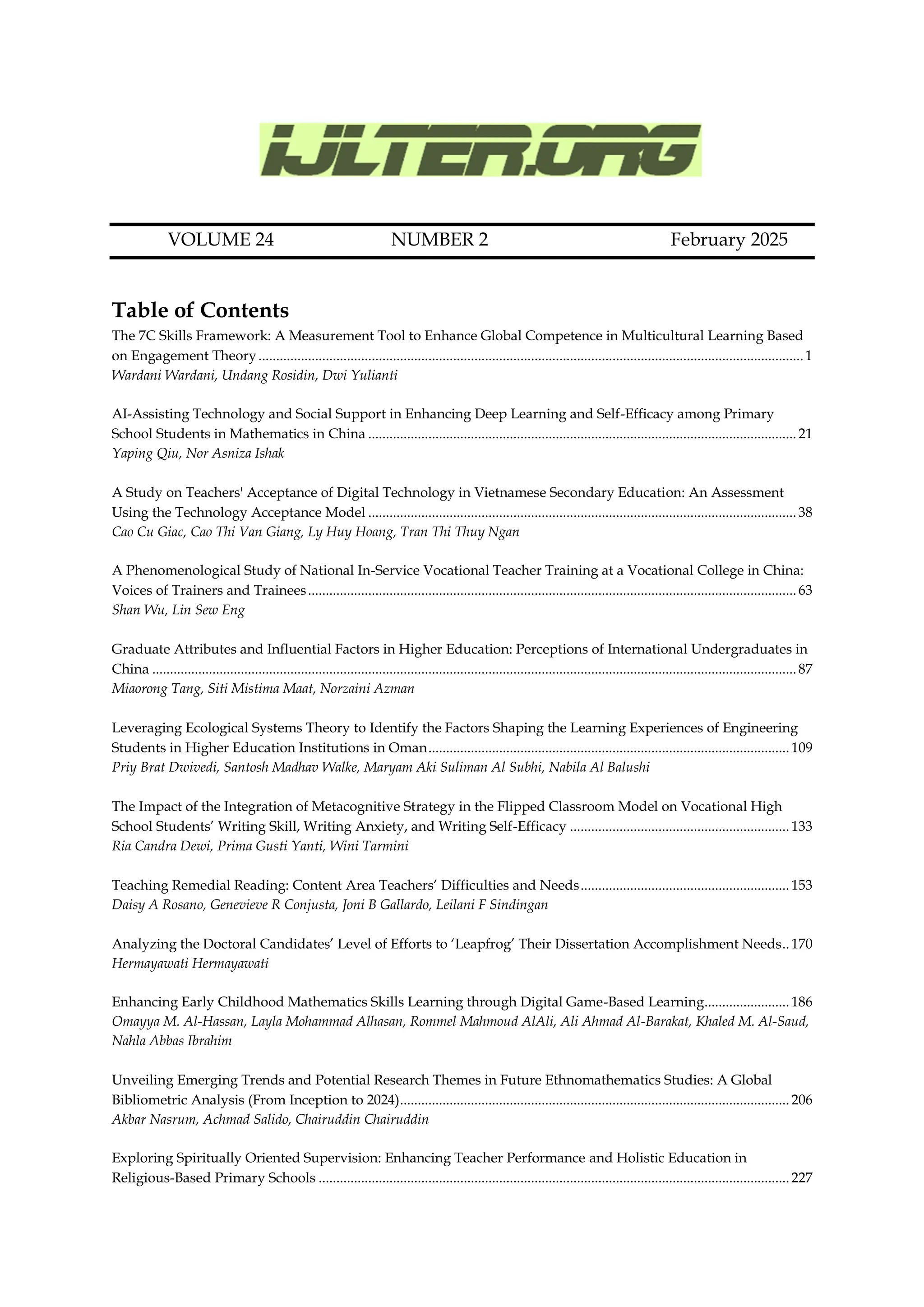 IJLTER.ORG Volume 24 Number 2 February 2025 | PDF