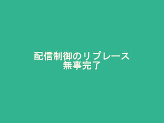 配信制御のリプレース
無事完了
 
