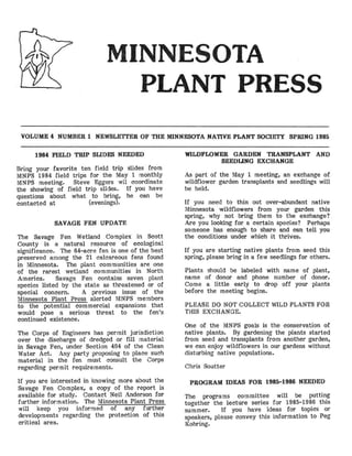Spring 1985 Minnesota Plant Press
